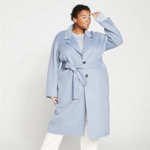 Universal Standard Reversible Double Face Luxe Coat Frost Blue NWT 18-20 Medium